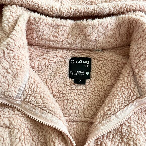 Ci Sono Girls Pink Zip Up Soft Teddy Sweatshirt Hoodie size 7 - Picture 3 of 7